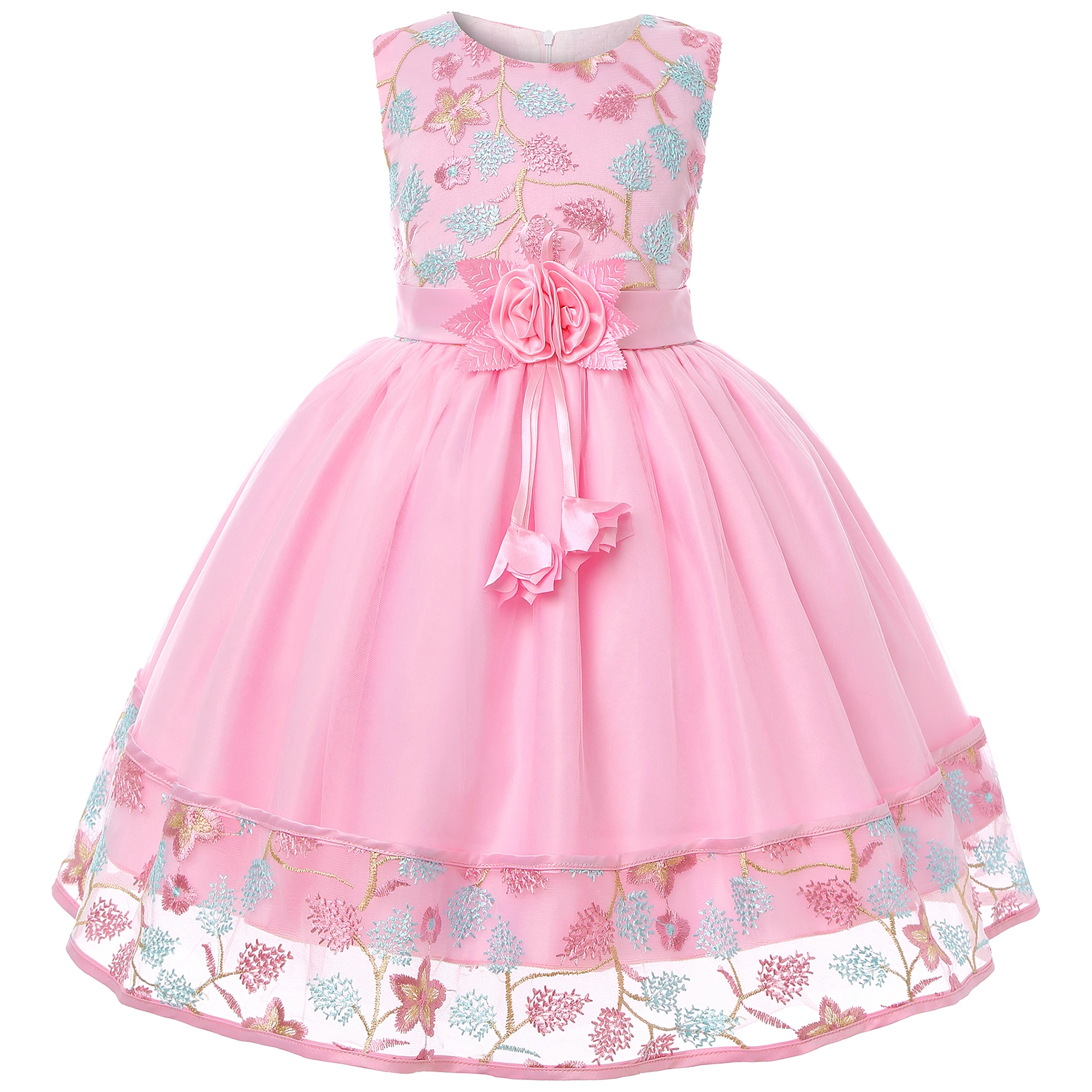 European and American embroidery dress dress girl's party lace princess dress flower child net gauze Pengpeng dress