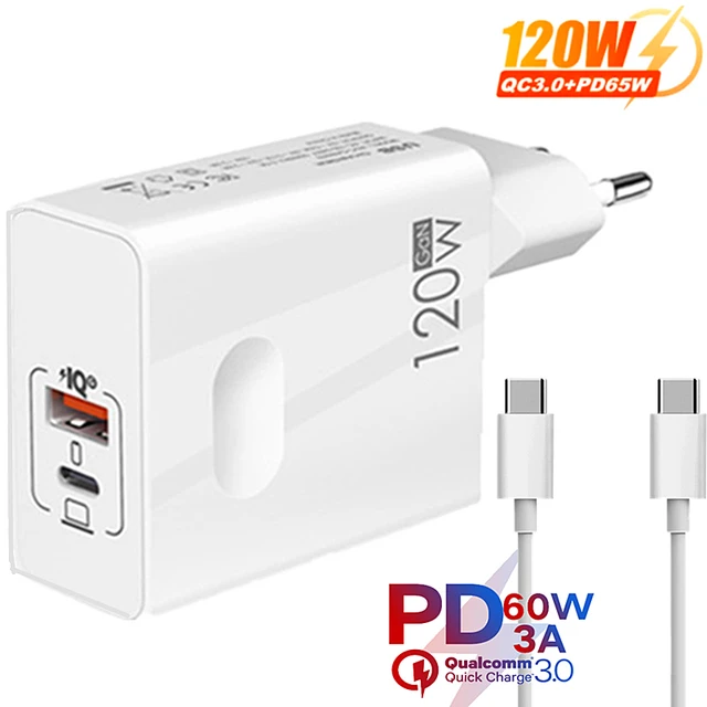 Ładowarka USB C 120W Gan Super Fast PD do laptopów, tabletów iPhone 15 iPad Macbook OPPO Samsung Xiaomi Adapter szybkiego ładowania USB