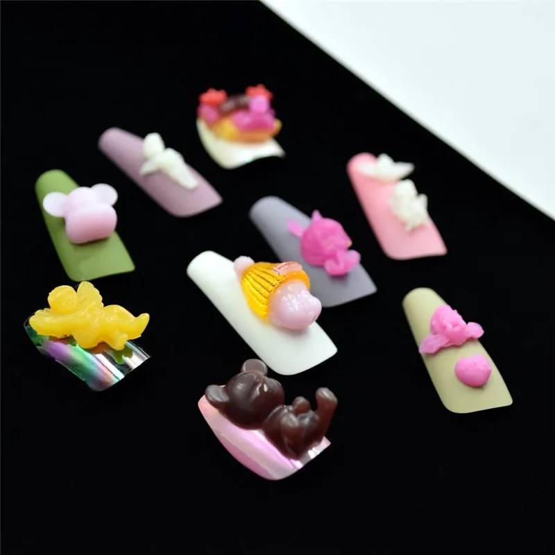 SNASAN 3D Angel Bear Doll Cute Small Beads Silicone Mould For Decorations Nail Art Earrings DIY UV Epoxy Resin Box Silicone Mold