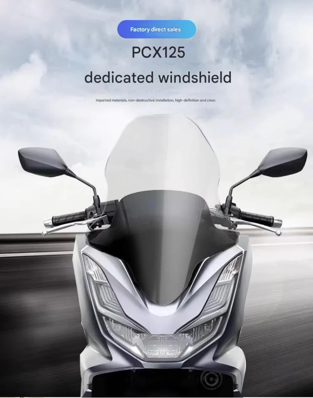 FOR PCX125 High-Toughness Chest-Protective Windscreen Imported PC Material Temperature-Resistant Modified Accessory Motorcycles
