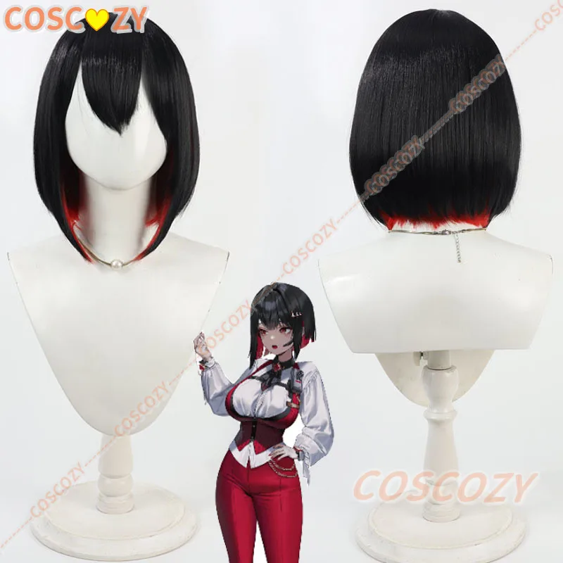 

Синтетические волосы Rouge Косплей Парики Nikke The Goddess of Victory Rouge 30 см Короткие черные смешанные красные парики Бобо Термостойкие волосы