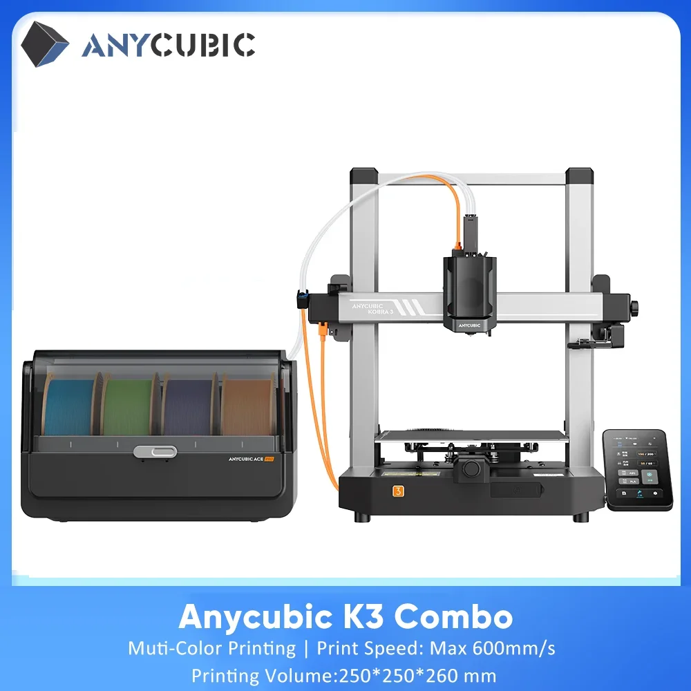 ANYCUBIC K3 Combo Multi-Color FDM 3D Printer Print in 4 to 8 Color With Max 600mm/s Printing Speed Build Size 250mmx250mmx260mm