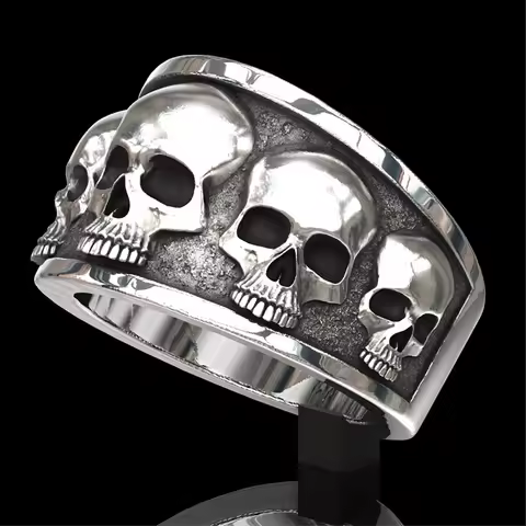 New Hot Selling Classic Stainless steel Silver plated Punk Skull Ring For Men Jewelry Accessories Size 6-13