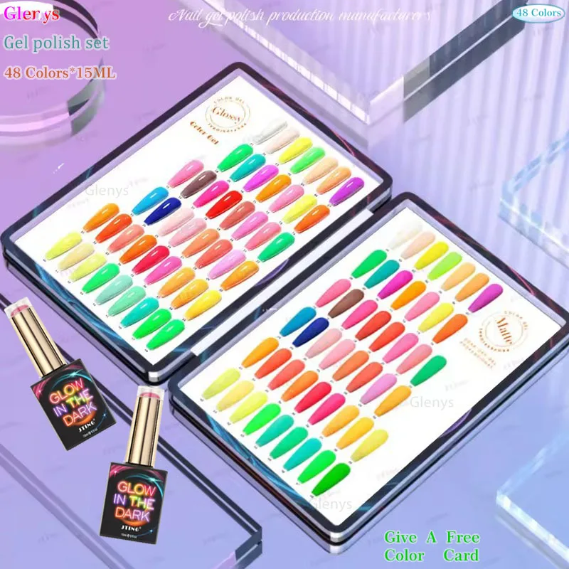 Glenys 48 color nail polish glue popular immersion gel color matching card nail salon essential UV LED nail salon art varnish