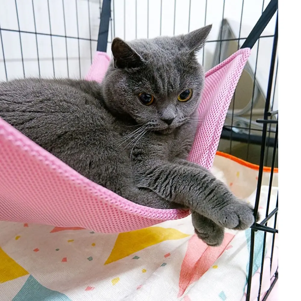 Cat Hammock Bed Hanging Pet Cage Hammock Soft Cat House Cushion Mat Summer Cooling Pet Basket Tapestry Pet Accessories