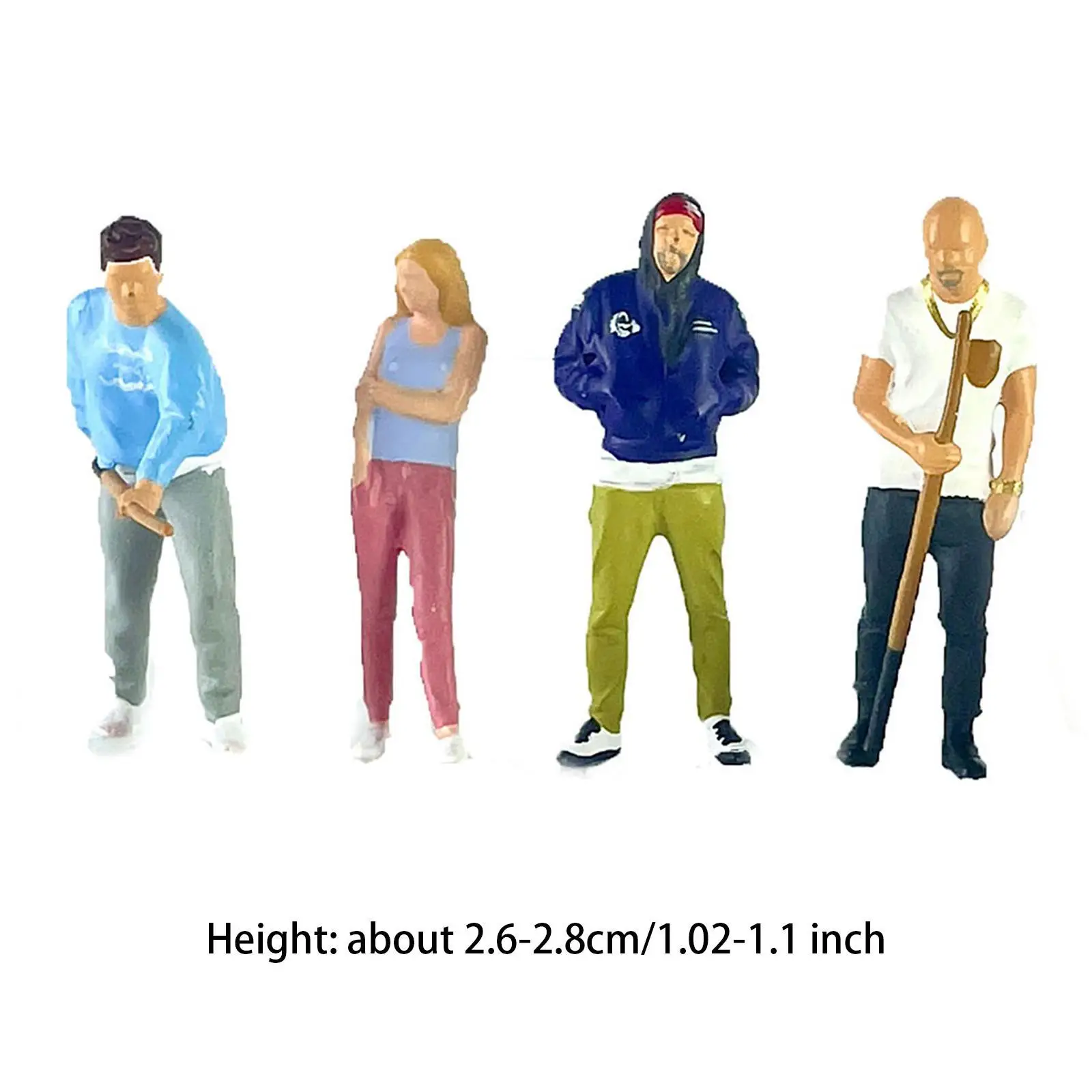 Mini modèles de figurines de personnes, échelle 1:64, accessoires de décoration adaptés aux figurines miniatures tendance pour scène de rue de ville, 4 pièces