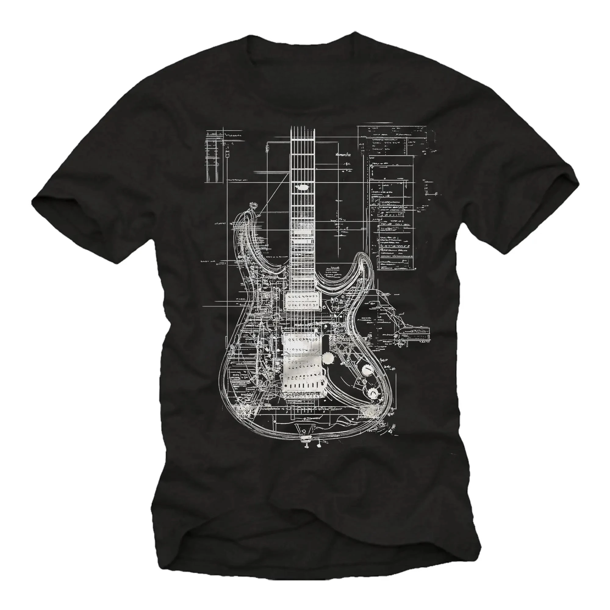 Regalos para guitarristas Camiseta para hombre con guitarra eléctrica - Camiseta con estampado de guitarra con motivo azul vintage para hombre Camiseta de manga corta para hombre