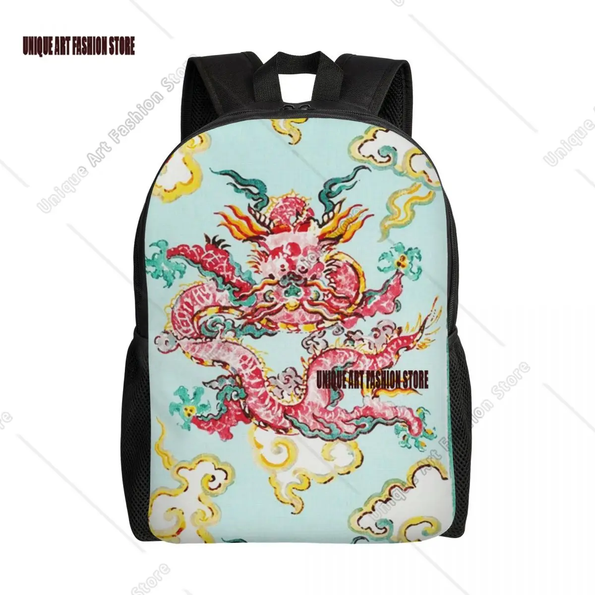 

Enter The Dragons Antique Chinoiserie Laptop Backpack Women Men Fashion Bookbag for College School Students Bags