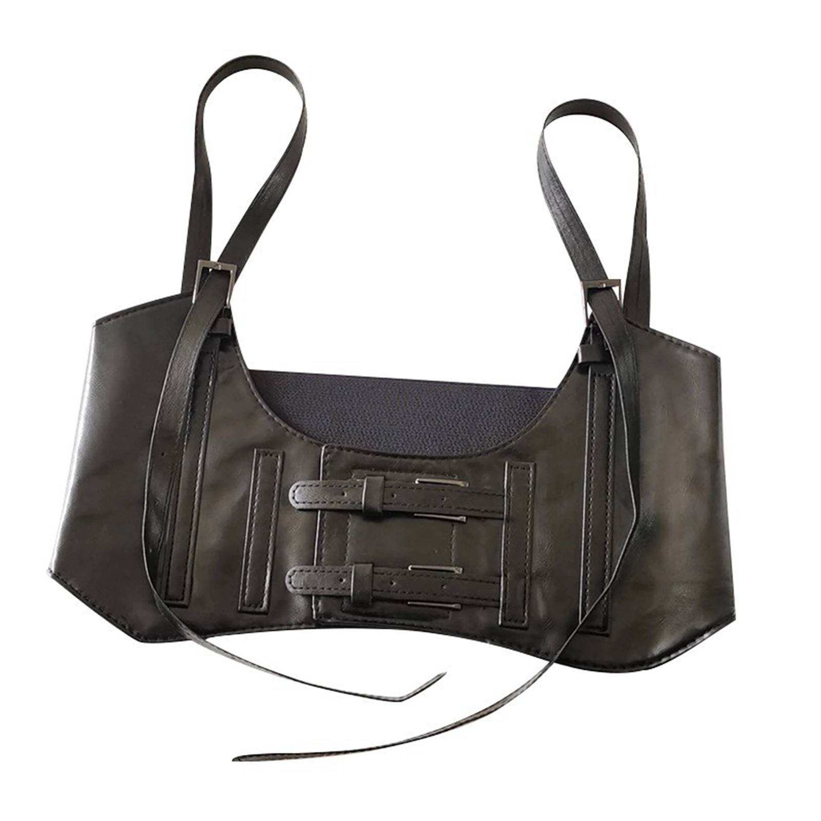 حزام خصر عصري من جلد البولي يوريثان للسيدات، حزام خصر أسود على طراز الشرير، زخرفة حزام الخصر