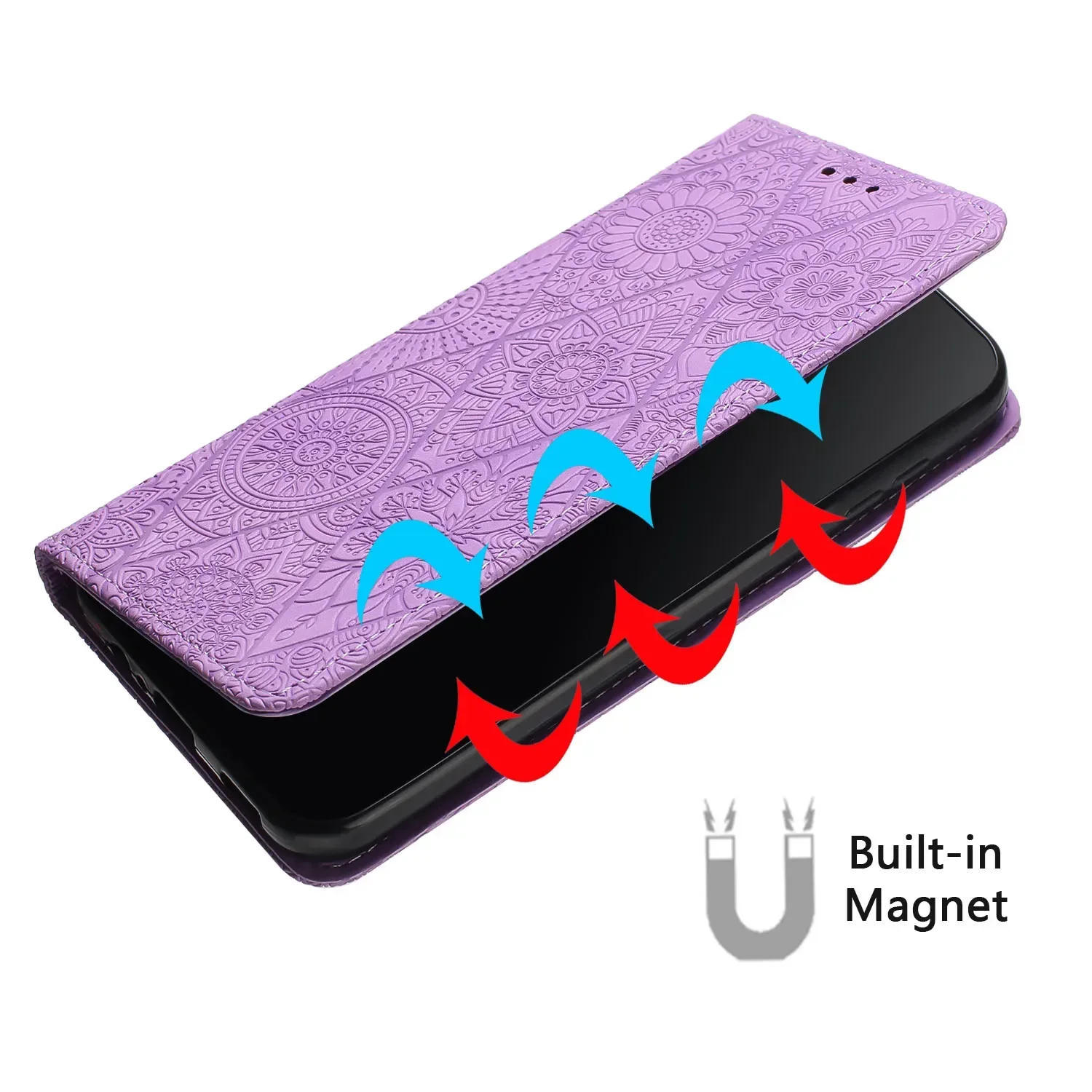 Magnetyczne skórzane etui na telefon Samsung Galaxy S25 S24 Ultra S23 S22 S21 S20 FE 5G S10 S9 S8 Plus Etui Flip Wallet Back Cover — zdjęcie produktu 4