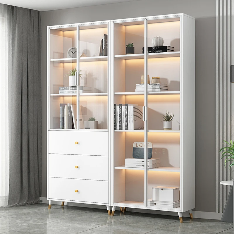 Modern Home Bookshelf Glass Door Simple Combination Bookcase Wine Cabinet Storage Living Room Furniture Office Dining - view 6