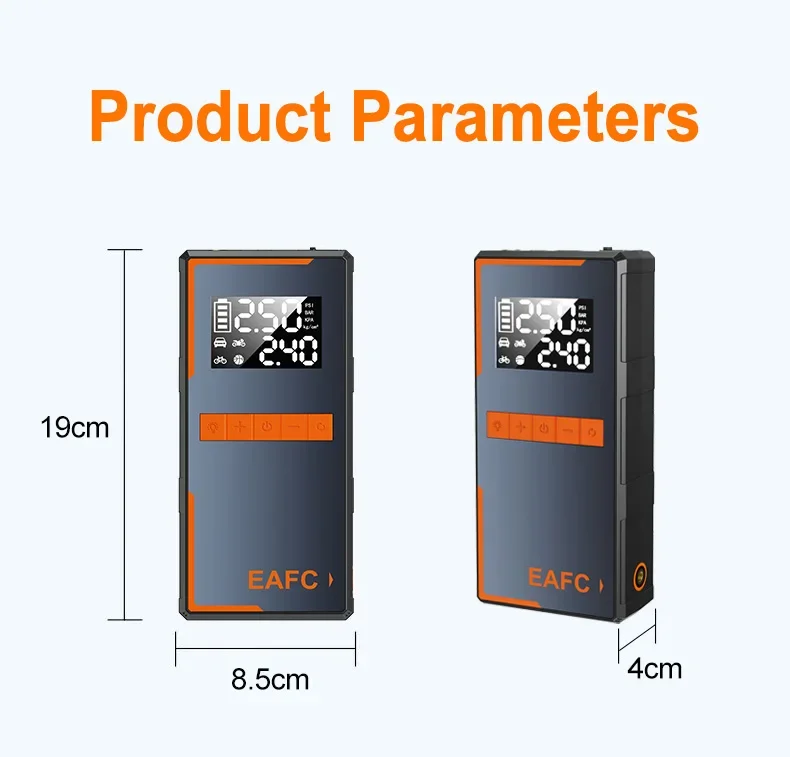 EAFC 4-in-1 Auto-Notfall-Starthilfe 1000A-2000A Spitzenstrom 150PSI Luftpumpe Reifenfüller Powerbank Booster Multifunktionswerkzeug – Detail 11