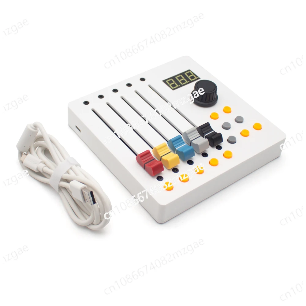 Type-C 5-Channel Long Fader MIDI Controller with Transport Module for Live Streaming