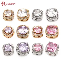 4PCS 18K Gold Color Brass Cube Spacer Beads Bracelets Beads High Quality Diy Jewelry Accessories Making Rosediy official-website