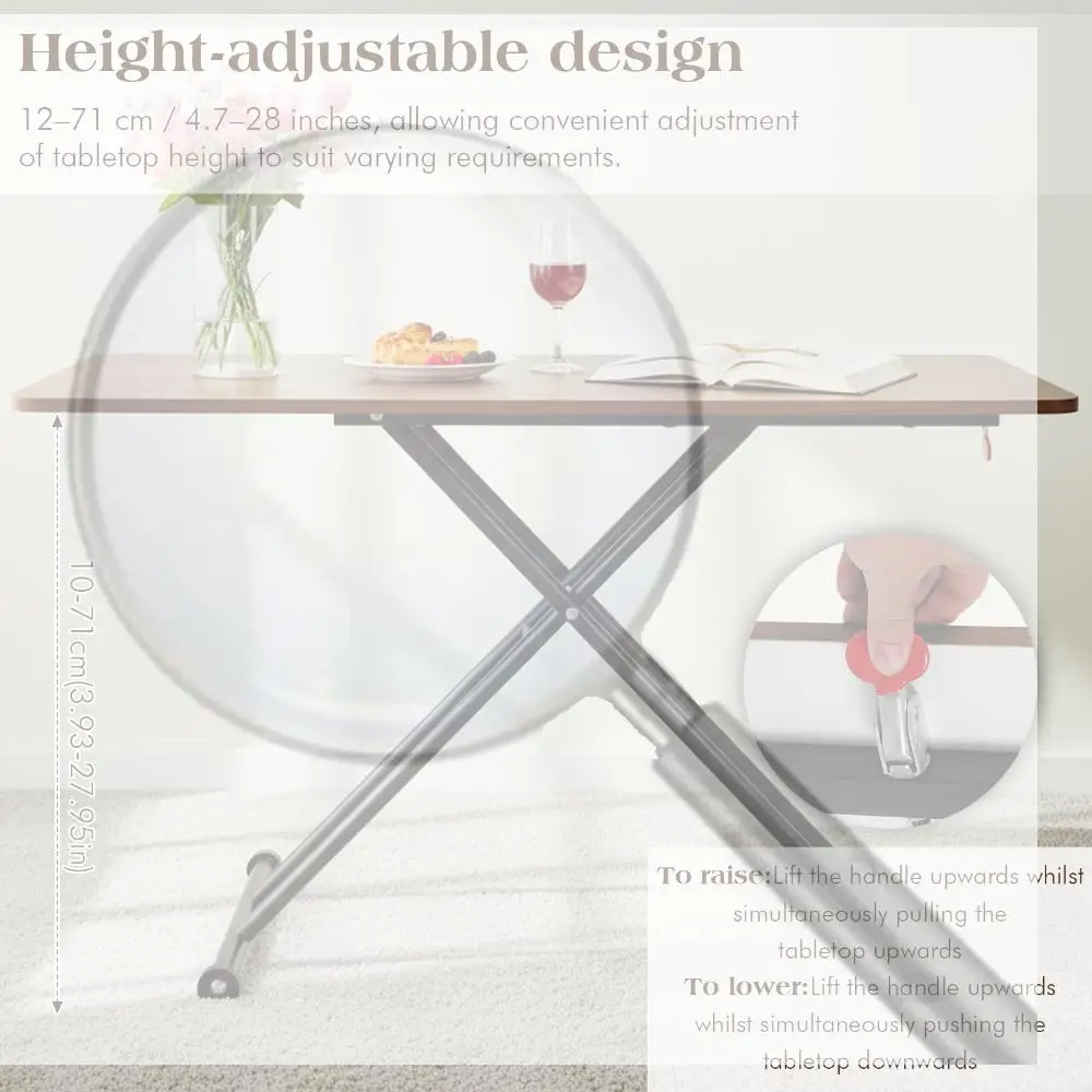 

Складной деревянный кофейный столик на колесиках с регулируемой высотой, портативный, современный, стильный напольный стол для гостиной