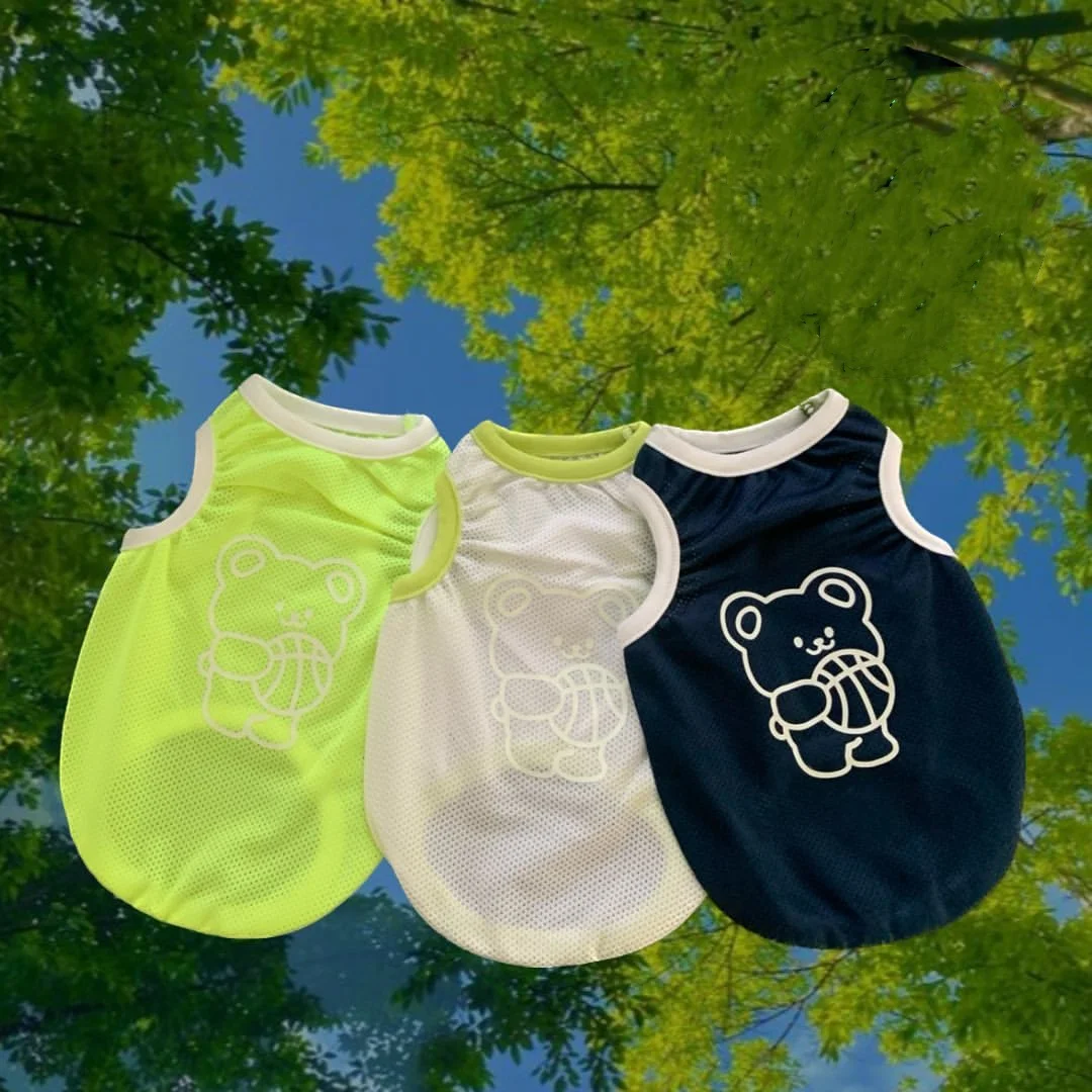 Bichon Basketball Clothes Summer Pet Bug Proof Mesh Vest Teddy Boomerang Breathable Pullover Small Dog Cat Supplies