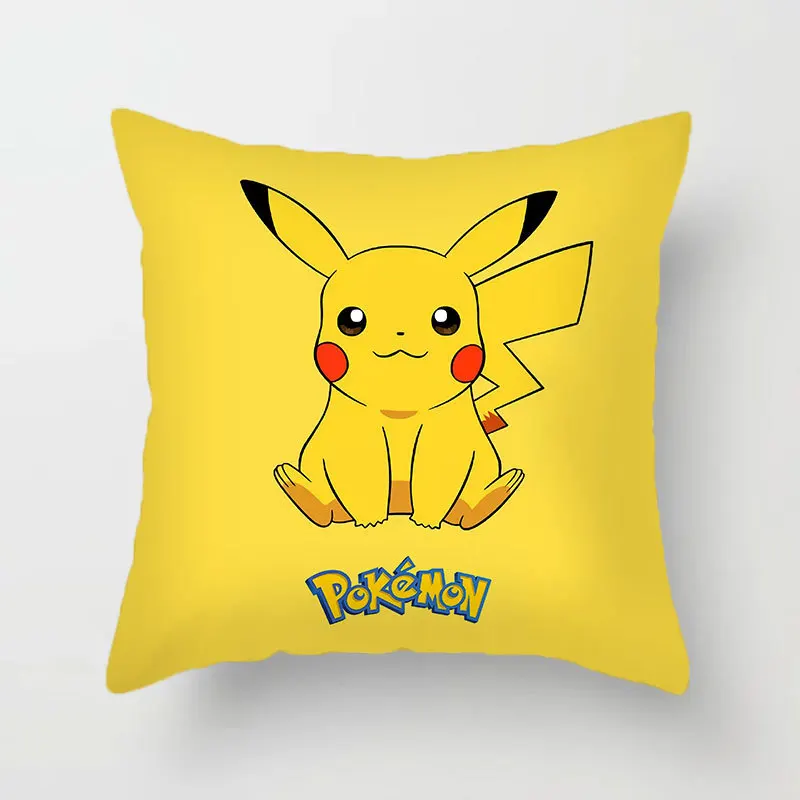 45X45CM Pokémon Pikachu Eevee Anime Short Plush Cute Cartoon Pillowcase Home Sofa Office Cushion Pillow Cushion Cover Wholesale