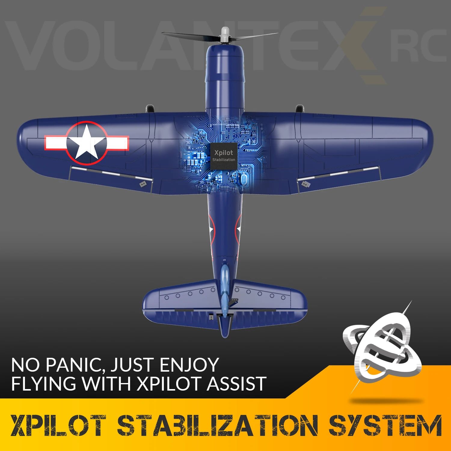 Avión teledirigido F4U Corsair 4CH Warbird RTF con estabilizador Xpilot, aerobático de una tecla, ala fija, juguetes al aire libre para niños
