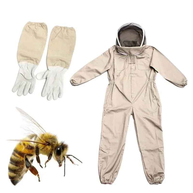 

Full Body Beekeeping Professional Ventilated Bee Keeping Suit With Leather Glove Beeproof Protective Clothing Farm Safety Outfit