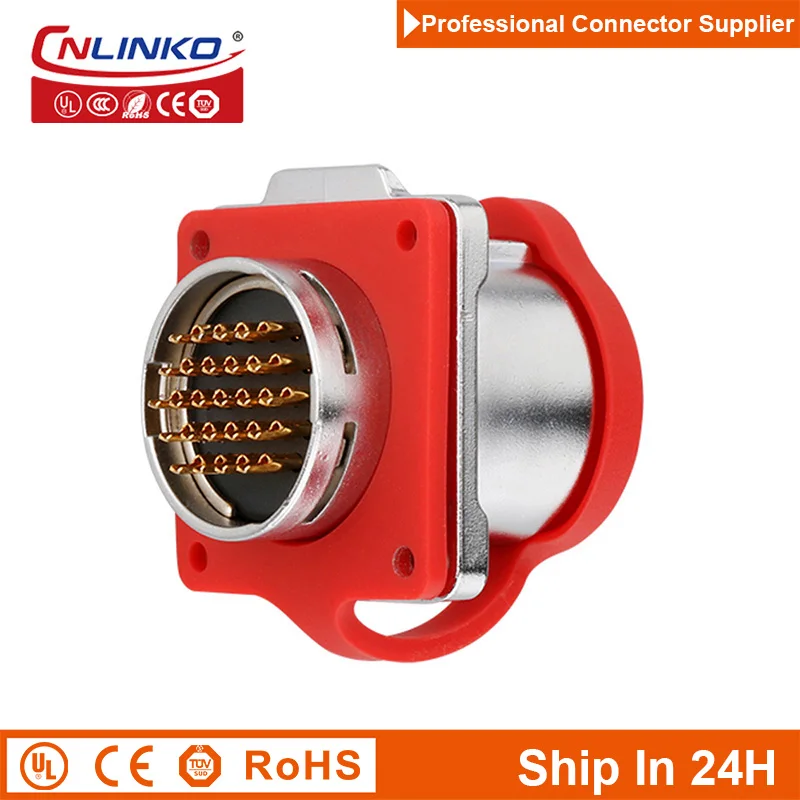 Cnlinko LP24 Waterproof 24Pin M24 Signal 5A Power Circular Cable Connector Plug Socket for Video Radio Equipment Truck Car Boat