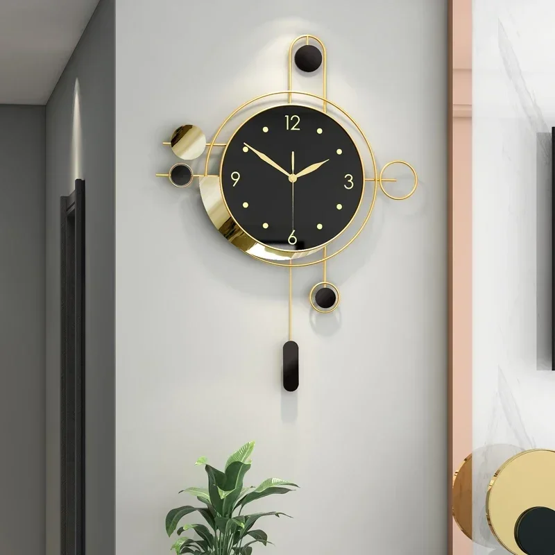 Large Metal Wall Clocks Silent Creative Pendulum Clock Living Room Gold Watches Art Nordic Home Decoration for Bedroom