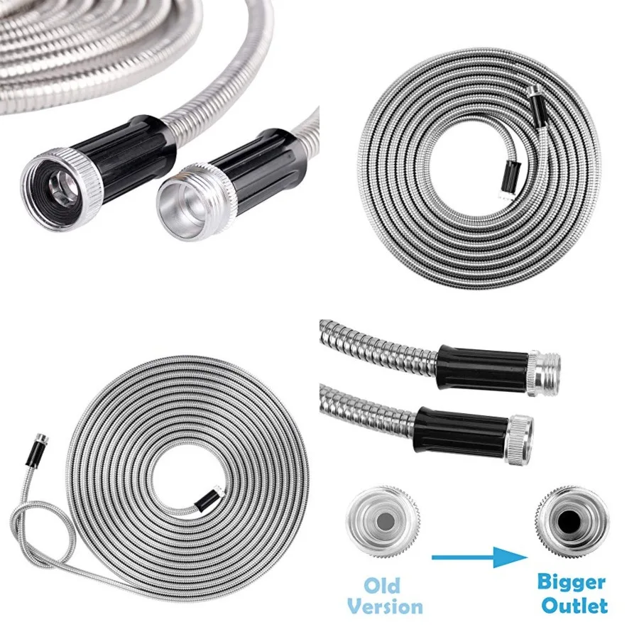 

Metal Garden Hose 50 Feet Flexible No Kink Lightweight RV Drinking Water Hose Extension Leader Hose Heavy Duty Outdoor