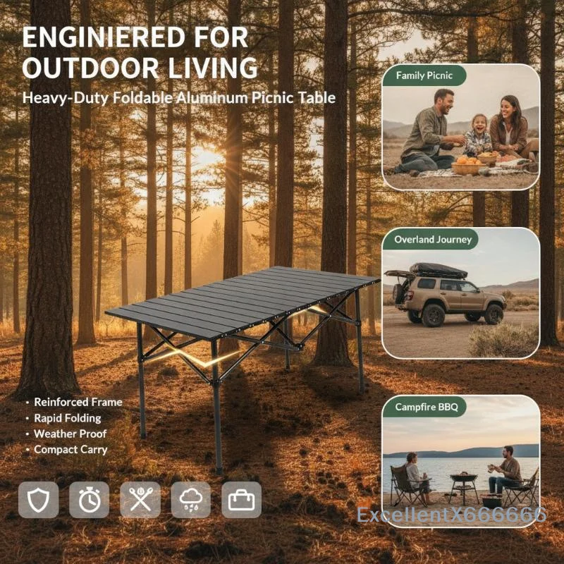 1Set Folding Portable Outdoor Lightweight Table Stall Camping Fishing Picnic Table Outdoor Self-driving Barbecue Folding Table