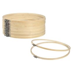 12pcs 6/8/9/10/12 Inch Bamboo Frame Embroidery Hoop Ring Adjustable Bamboo Circle Cross Stitch Hoop Ring Art Craft Sewing Decor