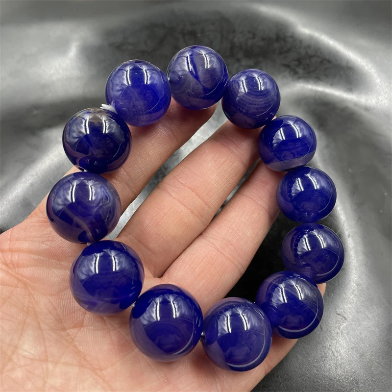 

20mm Agate Round Bead Blue Chalcedony Bracelet
