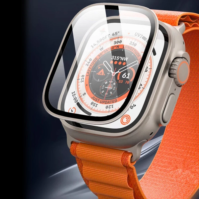 P+ Metal Frame Case With Tempered Glass For Apple Watch Ultra 49mm Screen Protector