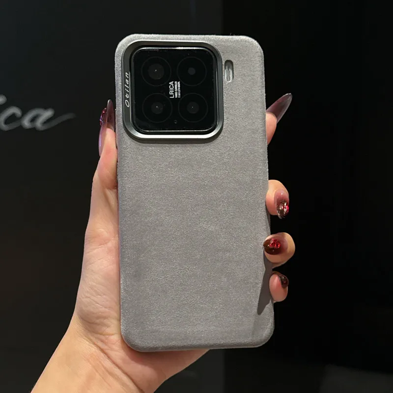 

Фланелевый чехол для телефона с магнитным притяжением для Xiaomi 15s Pro Mi 14 Pro 15Pro, роскошный высококачественный замшевый металлический защитный чехол для линз, задняя крышка