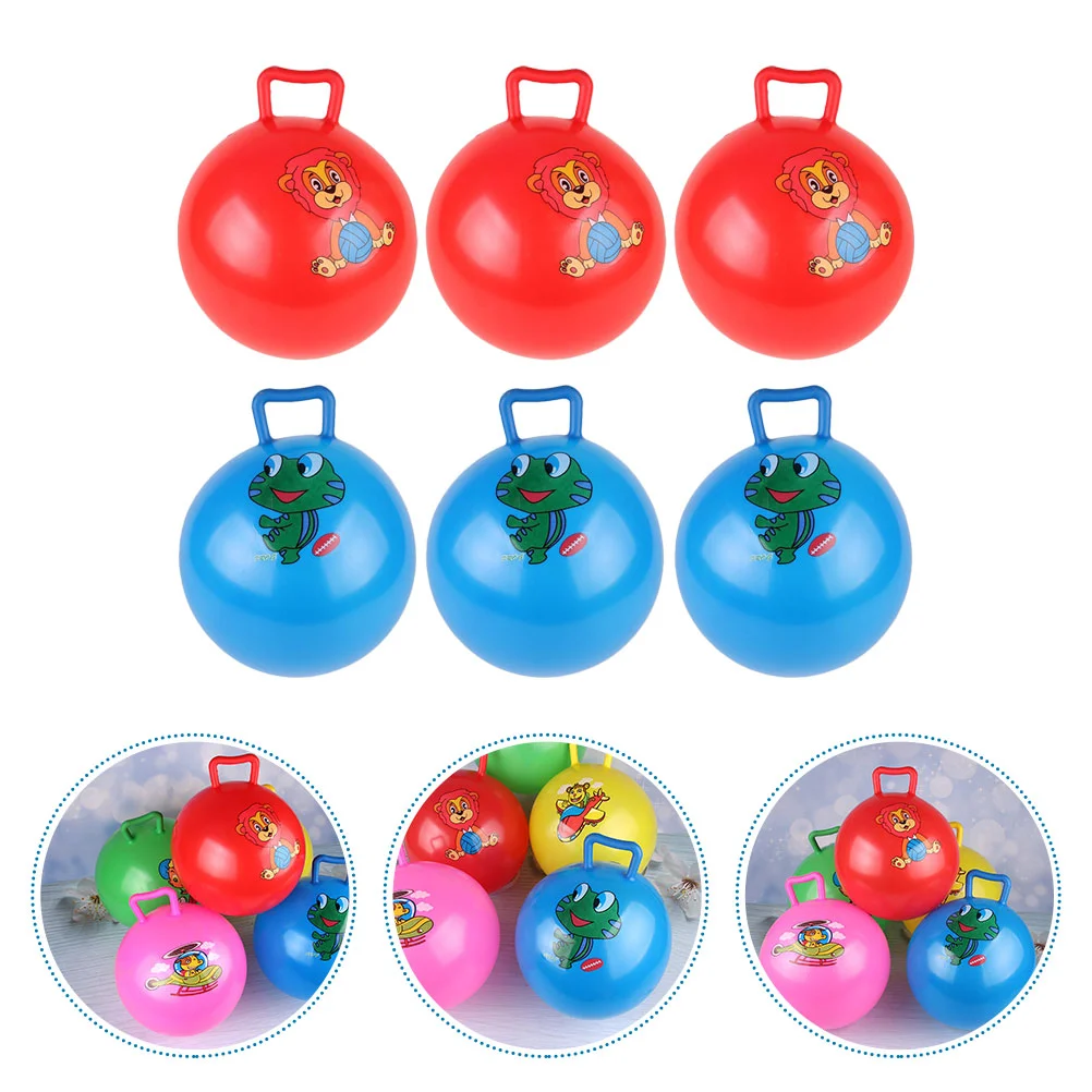 6 Pcs Handle Racket Kids Toys Bouncy Ball Girl Children Jumping Pvc Inflatable Balls Toddler