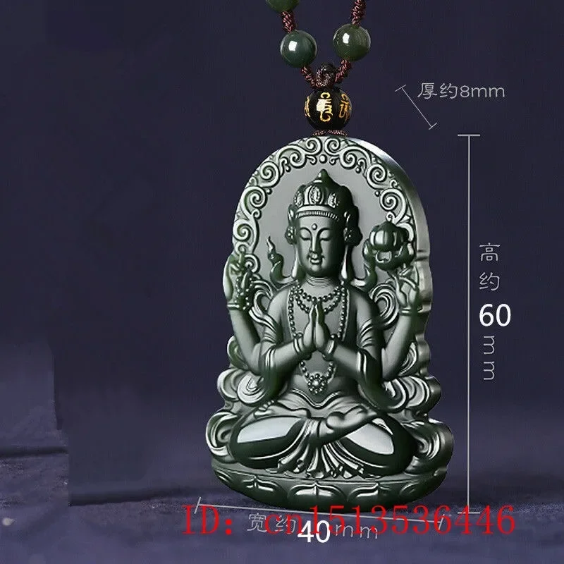 Imagem -05 - Hotan Jade Guanyin Bodhisattva Pingente para Homens Natural Green Stone Talismãs Colares Encantos Jóias Jade Pingente Charme