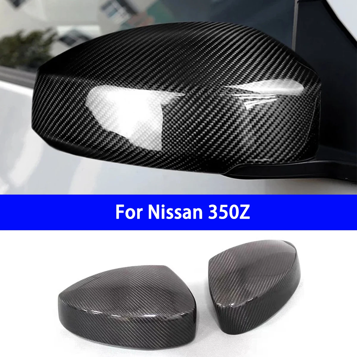 For Nissan Skyline Fairlady Z33 350Z 2003 - 2007 Excellent Real Carbon Fiber Side Mirror Cover Cap Sticker Add-on&replace  2 Pcs