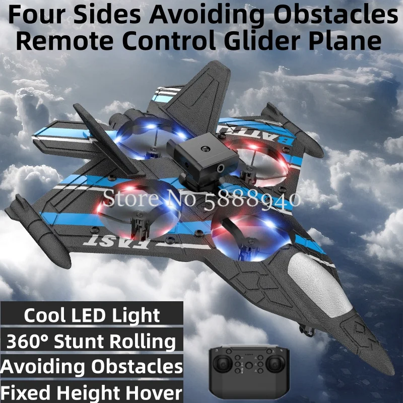 Four Sides Avoiding Obstacles Electric Remote Control Glider Plane Cool Lighting Stunt Roll Smart Hover RC Fixed Wing Aircraft