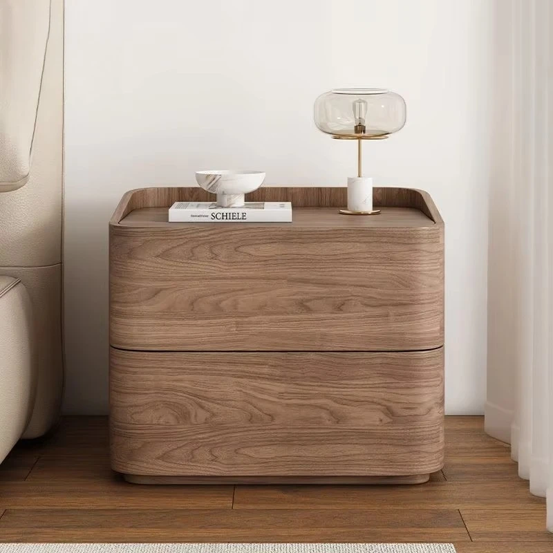 

Modern Luxury Oak Storage Bedside Table Handmade Solid Wood Bedroom Smart Home Hotel Bedside Table