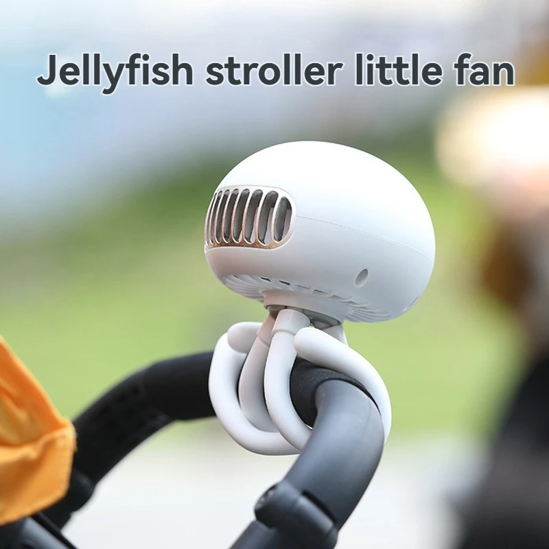 Ventilateur de poussette Jellyfish, rechargeable par USB, portable avec trépied flexible, ventilateu