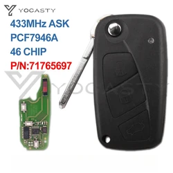 YOCASTY 3 Buttons Flip Remote Car Key FOB 433MHz PCF7946A For Fiat Fiorino Qubo For Peugeot Bipper Citroen Nemo 2007 2008 2009