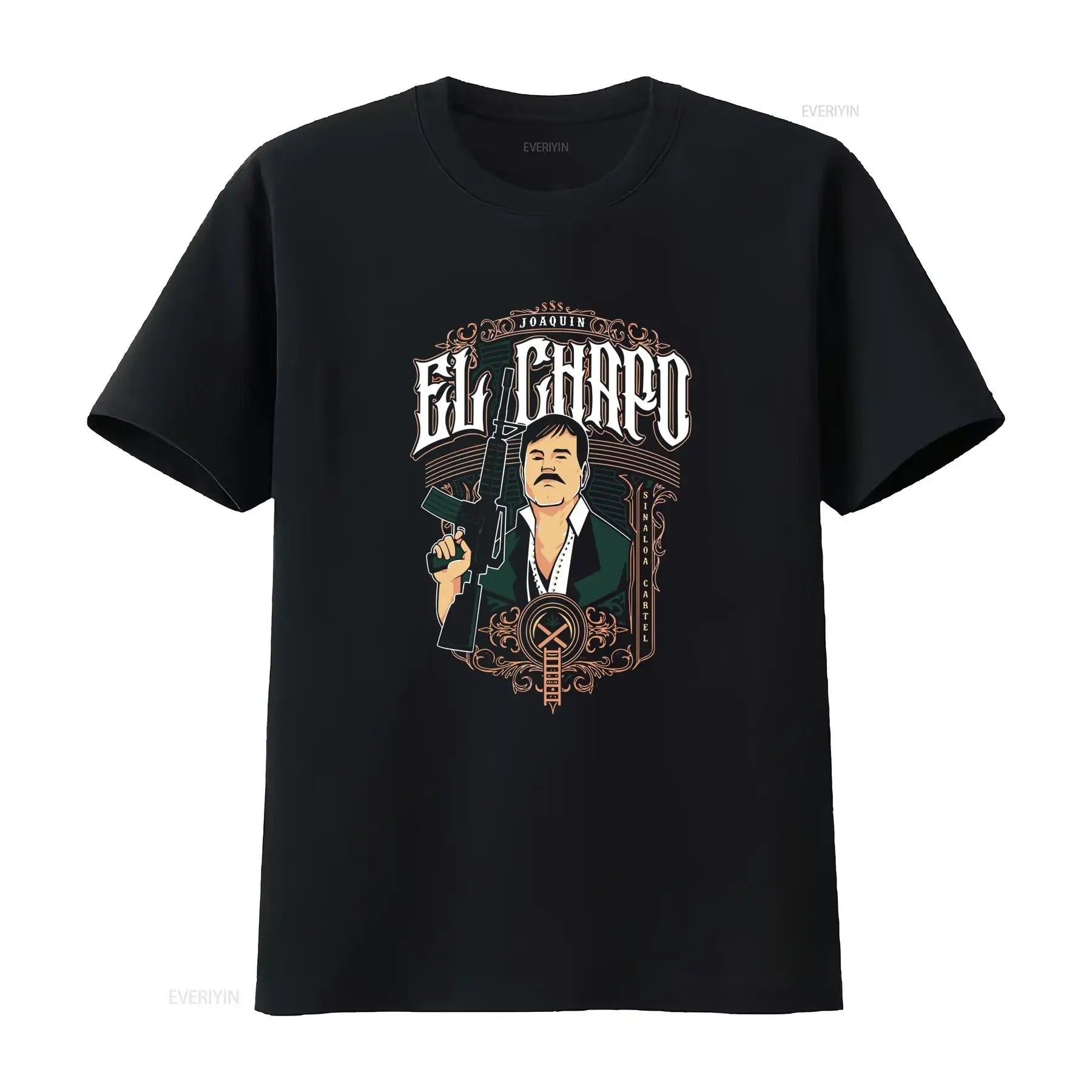 GANGSTER CHOLO CHOLA GANGSTA LOWRIDER EL CHAPO Camiseta clássica masculina vintage lavada macia respirável roupas de grife gráfico