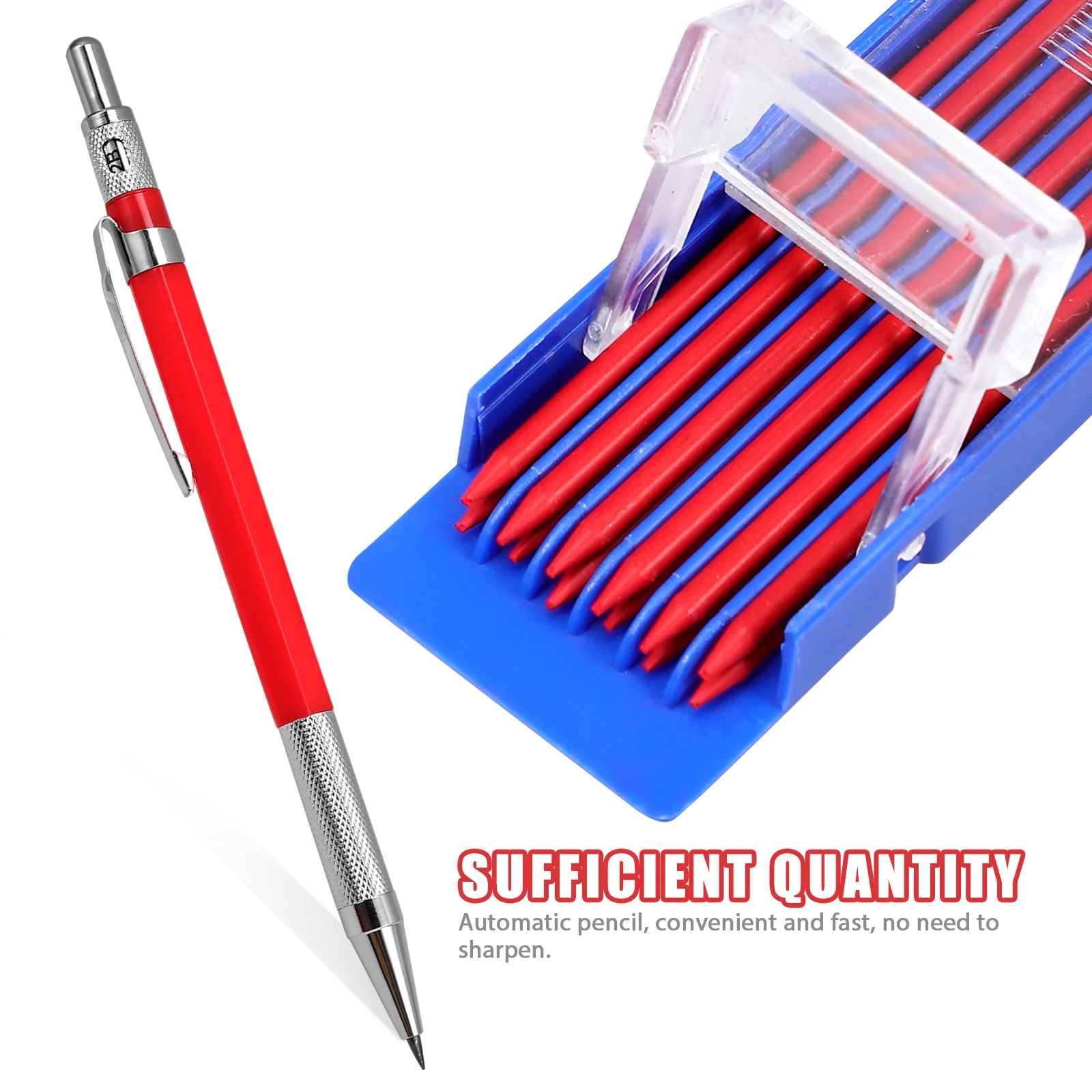 

1 set 2 0mm Mechanical Pencils Black Red Refills Woodworking Engineering Drafting Carpenter Pencil Automatic Lead Replacement