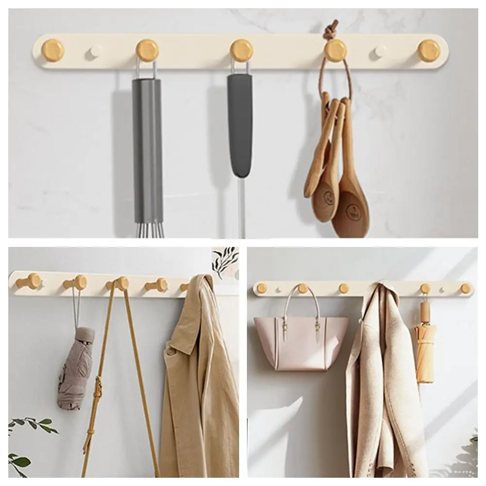 

Practical Wall Mounted Coat Rack Traceless No Punching Sundries Storage Rack ABS Strong Load-bearing Capacity Row Hook Bedroom