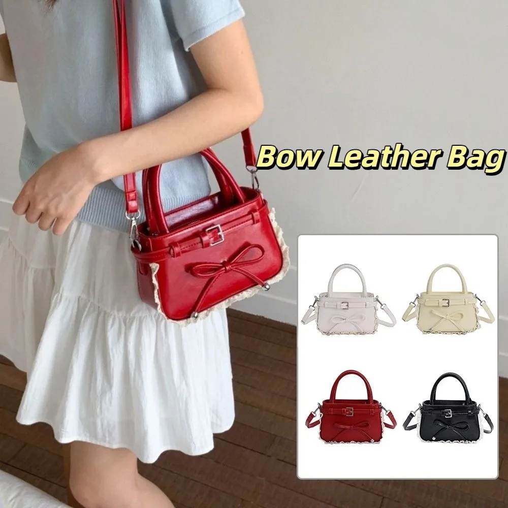 

Элегантная корейская кожаная сумка с бантом, стильная сумка через плечо с кружевным бантом, милые универсальные женские сумки, подарки