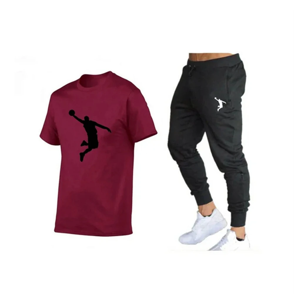 2024 Men Hot-Selling Summer T-Shirt Pants Set Casual Brand Fitness Jogger Pants T Shirts Hip hop Fashicon Men\'sTracksuit