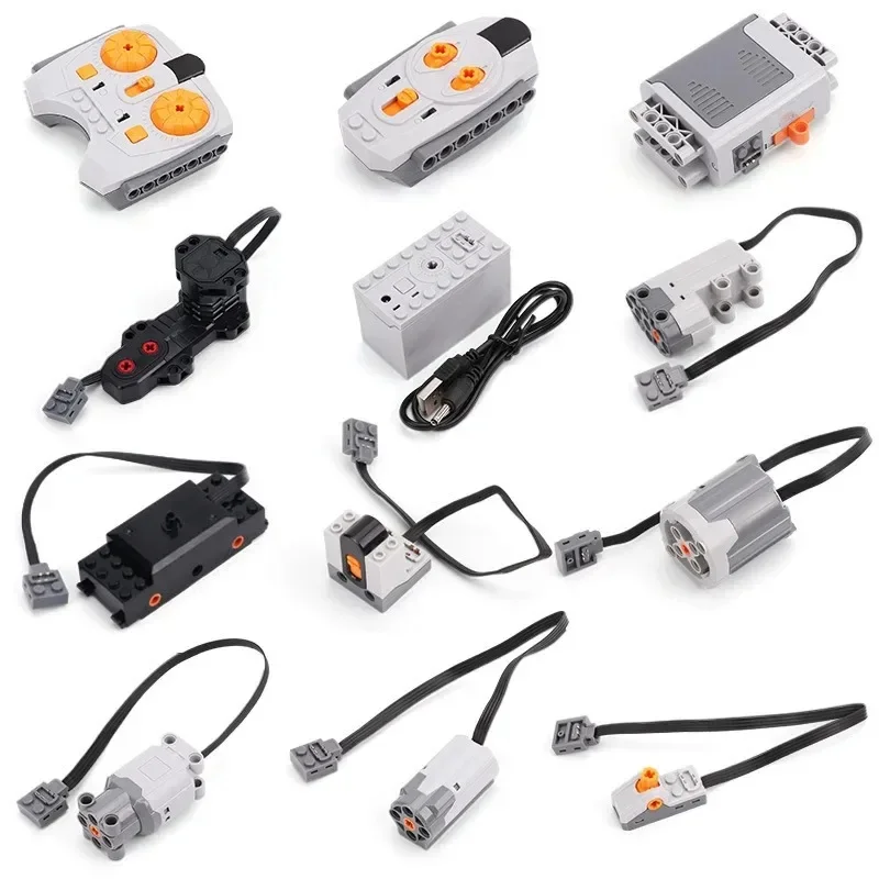Zestaw silnika elektrycznego do zdalnego sterowania samochodem Przełącznik skrzynki akumulatorowej z funkcją oświetlenia LED MOC Klocki konstrukcyjne Samochody Zabawki silnikowe — zdjęcie 2