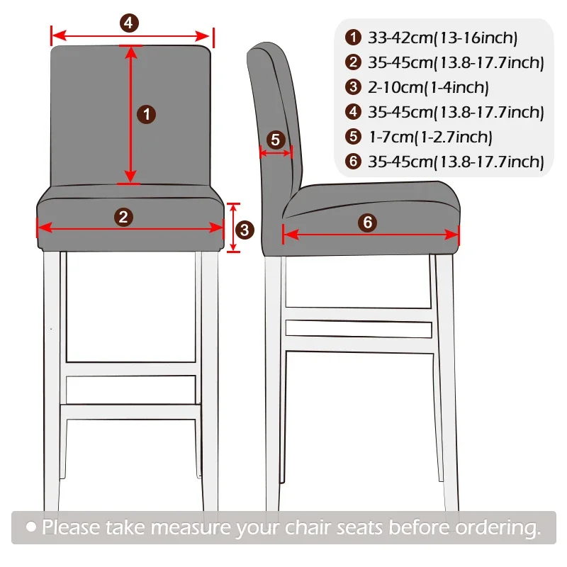 Jacquard Bar Chair Cover T-shaped Short Back Chair Covers Stretch AdjustableSmall Size Bar Stool Seat Covers For Home Banquet