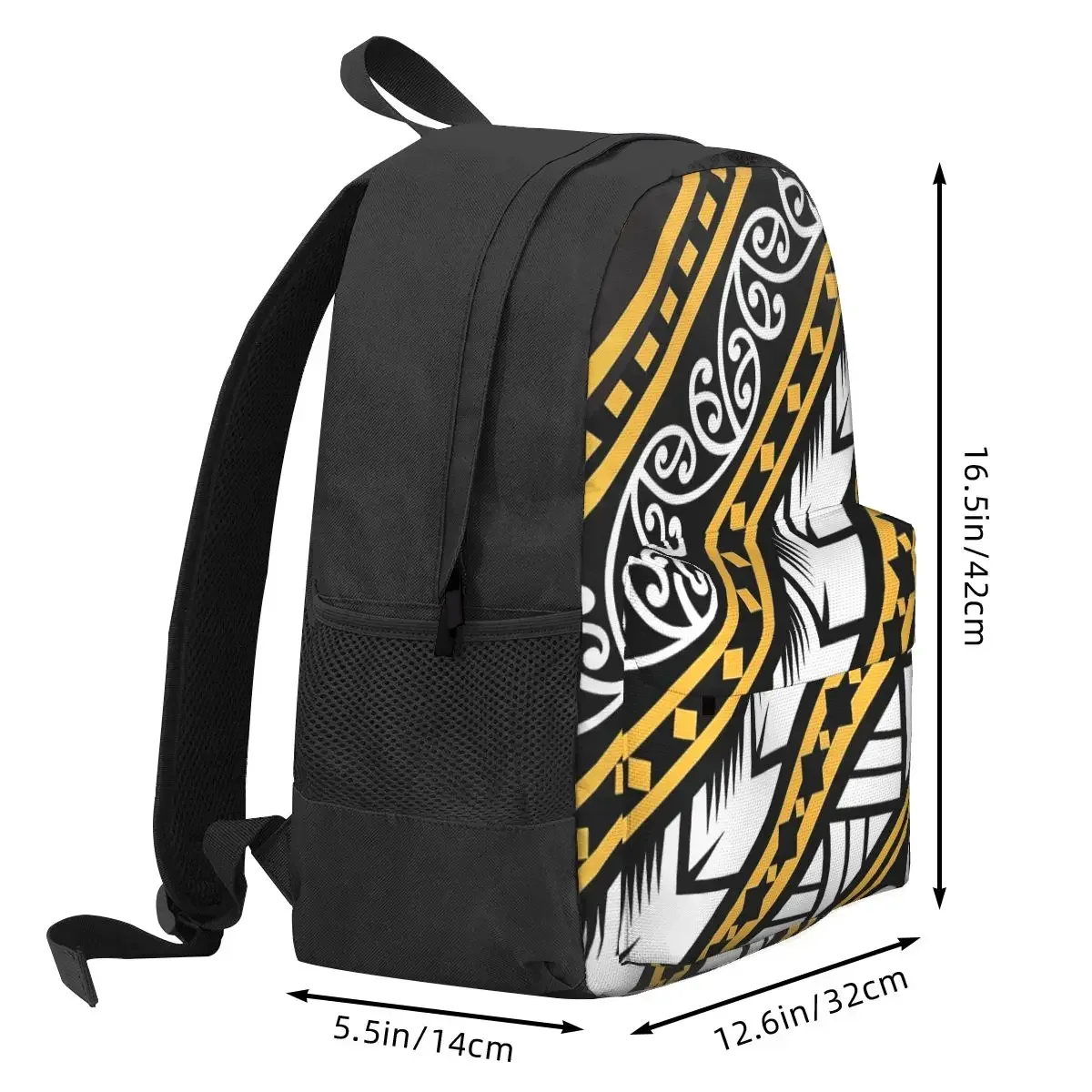 Traditionally Yellow And Black Maori Design From New Zealand Backpacks Bookbag School Bags Rucksack Travel Rucksack Shoulder Bag