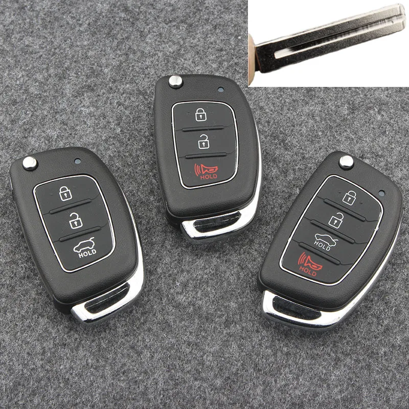 

Replacement Flip Remote Key Fob Car Key Case Styling For Hyundai IX35 i45 Uncut Laser Blade Key Shell With 3/4 Buttons Pad