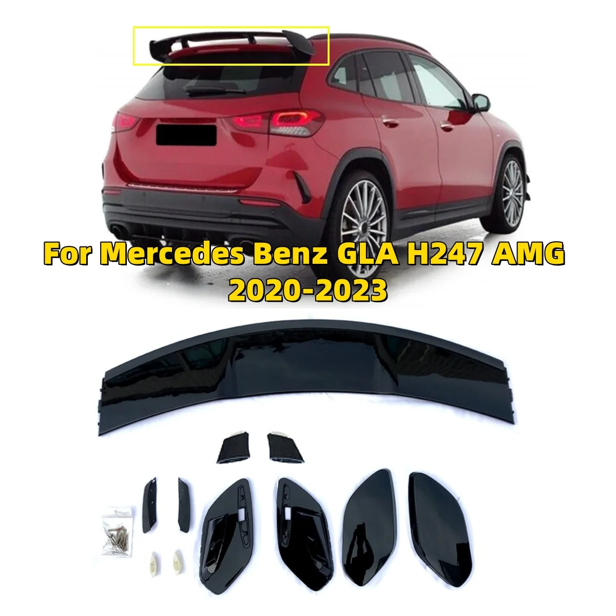 Auto Roof Spoiler Lip For Mercedes Benz GLA H247 AMG 2020 2021 2022 2023 Rear Wing Tail Body Kit Glossy Black