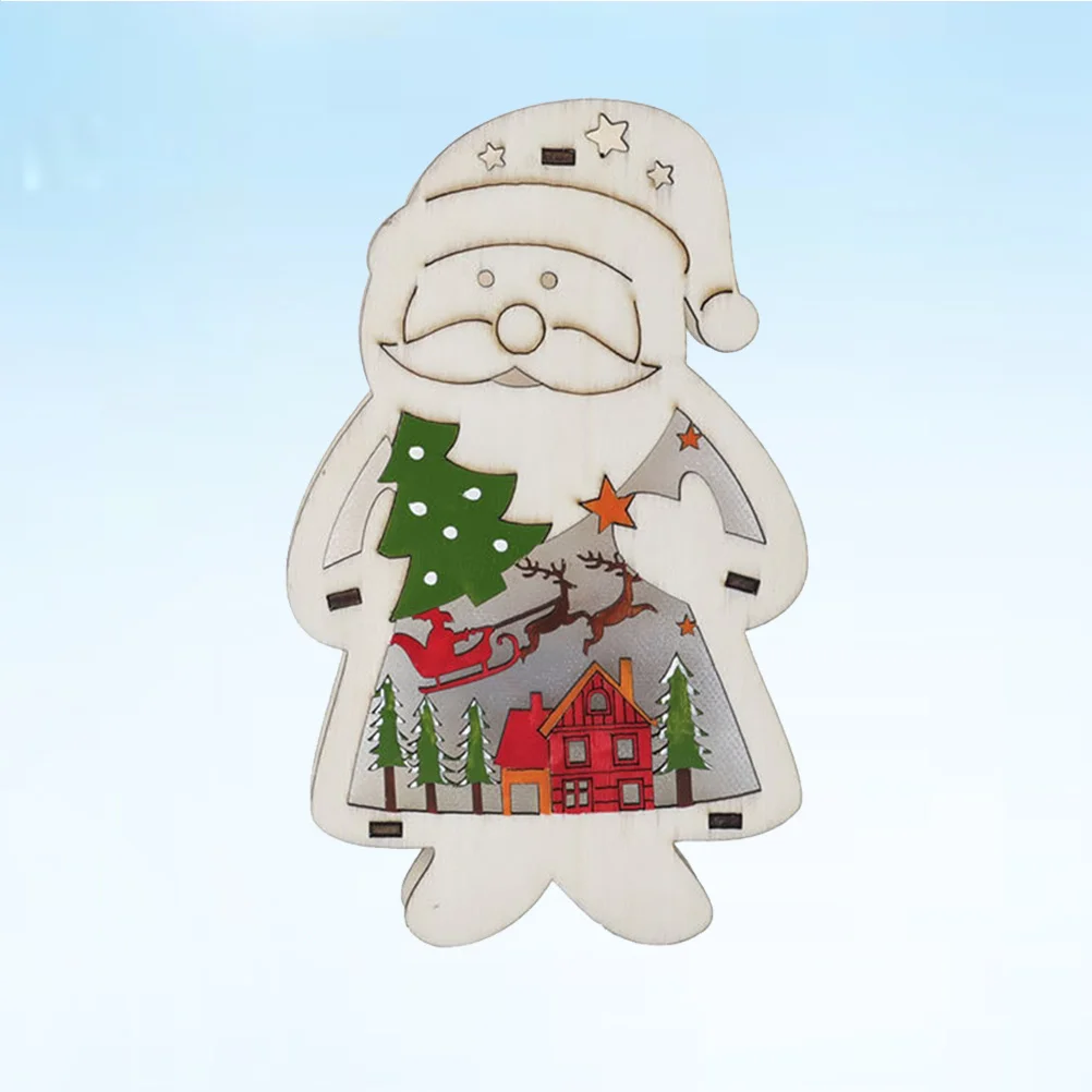 

Christmas Wooden Light Decoration Santa Shape Indoor Xmas Party Ornament Festival Lighting Decorative Supplies
