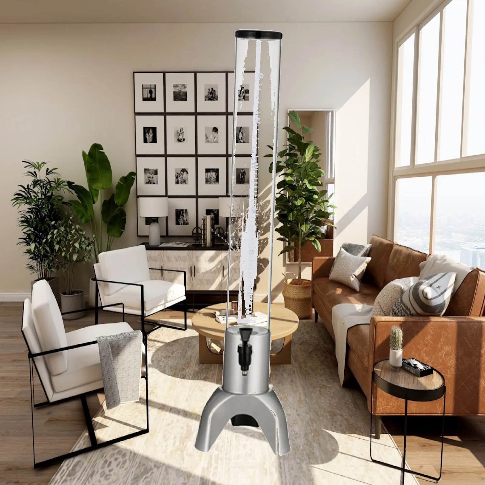 Clear Beer Dispenser Tower with Triangular Base for RV Travel Party